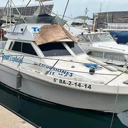 Motorboat In The Harbor Barcelona